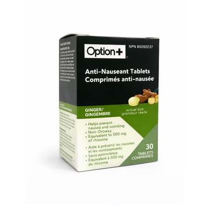 Option+ Ginger Anti Nauseant Tablets | 30 Tablets