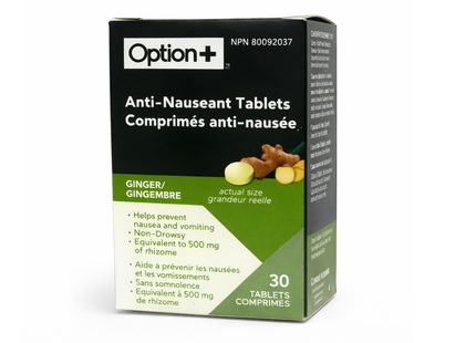 Option+ Ginger Anti Nauseant Tablets | 30 Tablets