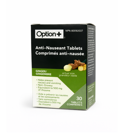 Option+ Ginger Anti Nauseant Tablets | 30 Tablets