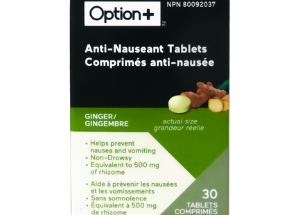 Option+ Ginger Anti Nauseant Tablets | 30 Tablets