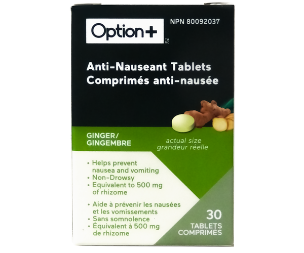 Option+ Ginger Anti Nauseant Tablets | 30 Tablets – White Cross E-Store