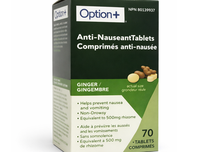 Option+ Anti-Nauseant Ginger Tablets | 70 Tablets