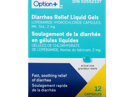 Option+ Diarrhea Relief Liquid Gels | 12 Capsules