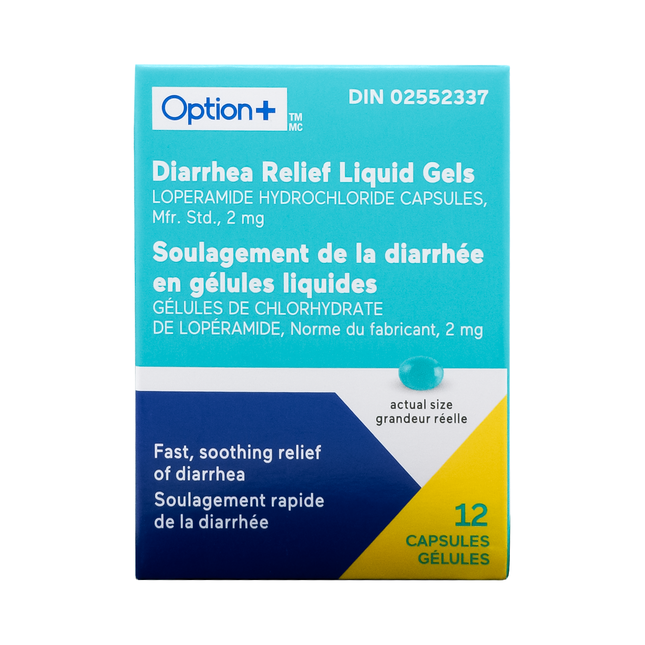 Option+ Diarrhea Relief Liquid Gels | 12 Capsules