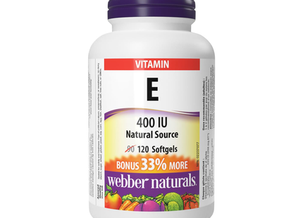 Webber Naturals Vitamine E - 400 UI | BONUS 90+30 Gélules
