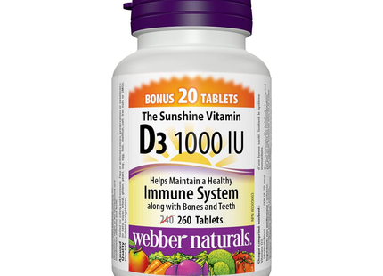 Webber Naturals - Vitamin D3 - 1000 IU | BONUS 240+20 Tablets
