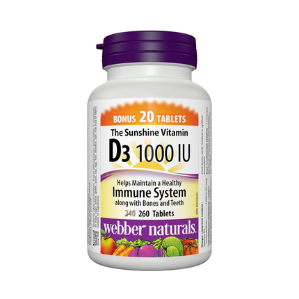 Webber Naturals - Vitamine D3 - 1000 UI | BONUS 240+20 comprimés