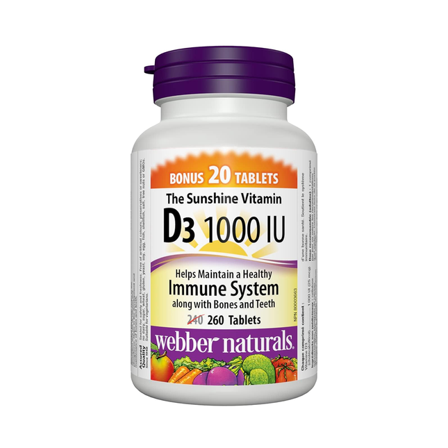Webber Naturals - Vitamin D3 - 1000 IU | BONUS 240+20 Tablets