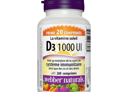 Webber Naturals - Vitamin D3 - 1000 IU | BONUS 240+20 Tablets