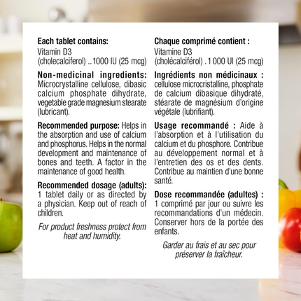 Webber Naturals - Vitamine D3 - 1000 UI | BONUS 240+20 comprimés