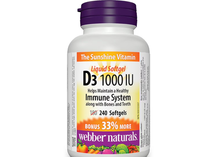 Webber Naturals Vitamine D3 - 1000 UI | BONUS 240+20 Comprimés