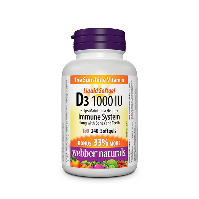 Webber Naturals - Vitamin D3 - 1000 IU | BONUS 240+20 Tablets