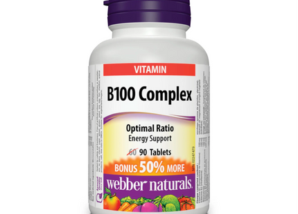 Webber Naturals - Vitamin B100 Complex Energy Support | 90 Tablets