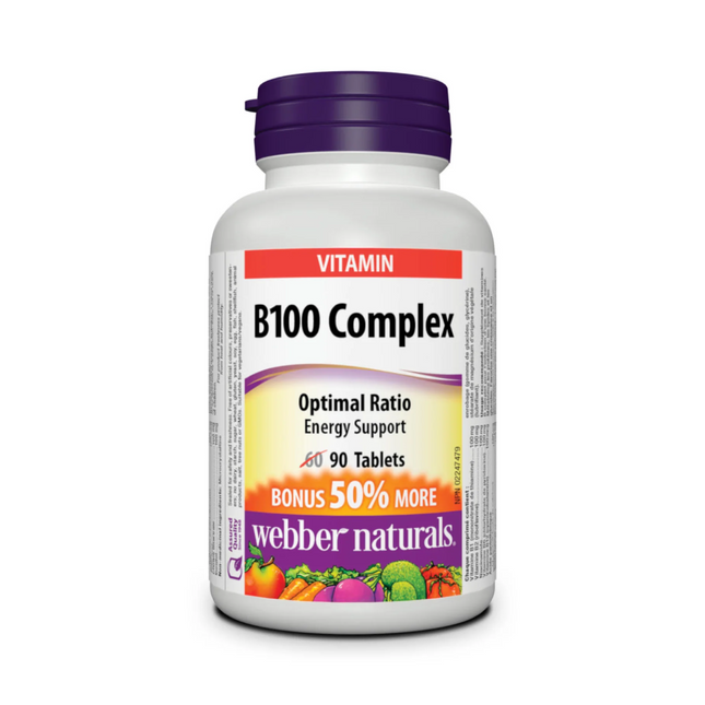 Webber Naturals - Complexe de vitamine B100 pour un soutien énergétique | 90 comprimés