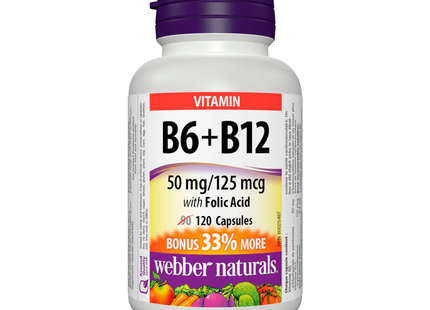 Webber Naturals - B6 + B12 with Folic Acid | 120 Capsules
