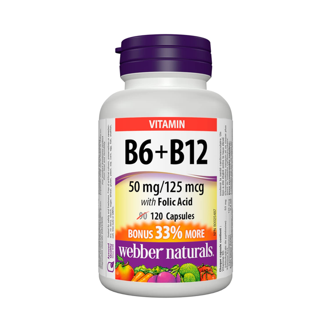 Webber Naturals - B6 + B12 with Folic Acid | 120 Capsules