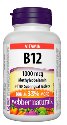 Webber Naturals Vitamine B12 1000 mcg | 80 comprimés sublinguaux