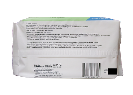 Lingettes pour bébé Option+ à 99 % d'eau, parfum thé vert | 56 lingettes