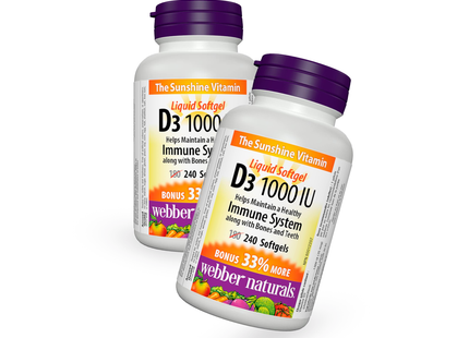2-PACK Webber Naturals - D3 1000 IU Immune System | 240 Softgels