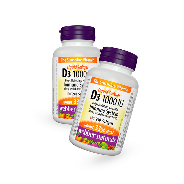 2-PACK Webber Naturals - D3 1000 IU Immune System | 240 Softgels