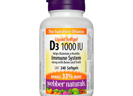 Webber Naturals - D3 1000UI Immune System | 240 Softgels