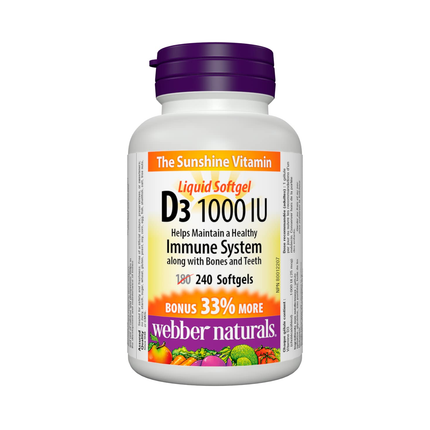 Webber Naturals - D3 1000 UI Système immunitaire | 240 gélules
