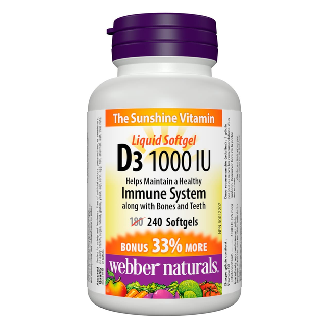 Webber Naturals - Système immunitaire D3 1000UI | 240 gélules