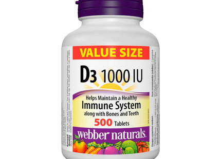 Webber Naturals - Vitamine D3 1000 UI format économique | 500 comprimés