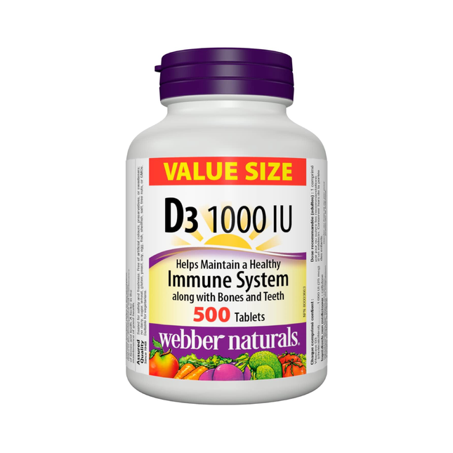 Webber Naturals - Vitamine D3 1000 UI format économique | 500 comprimés