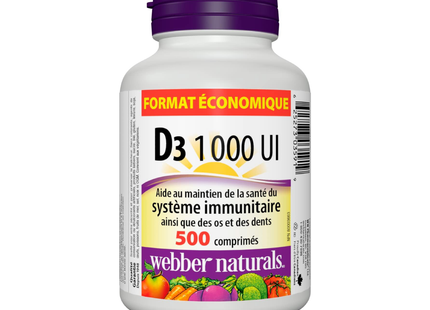 Webber Naturals - Vitamine D3 1000 UI format économique | 500 comprimés