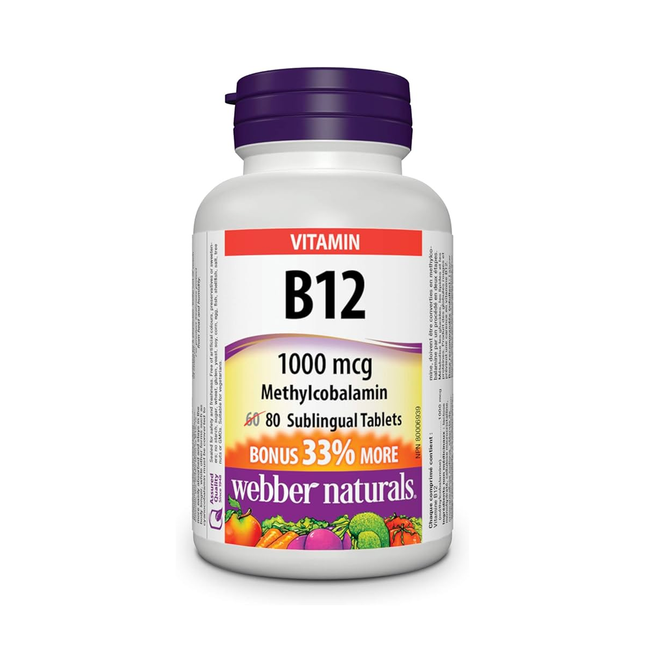 Webber Naturals - Vitamin B12 Sublingual 1000 mcg | 80 Tablets