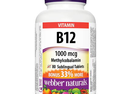 Webber Naturals - Vitamin B23 Sublingual  1000 MCG | 80 Tablets