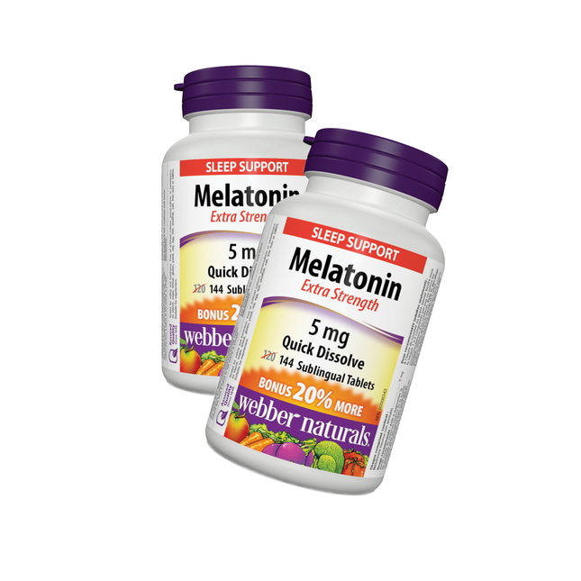 LOT DE 2 Webber Naturals - Mélatonine ultra-puissante 5 mg | 144 comprimés sublinguaux