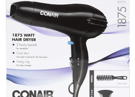 Conair - 1875 Watt Hair Dryer | 1 Dryer + Vent Brush + Concentrator