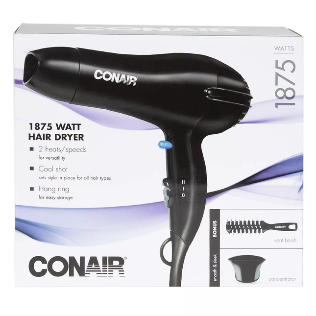 Conair - Sèche-cheveux 1875 watts | 1 Sèche-linge + Brosse d'aération + Concentrateur