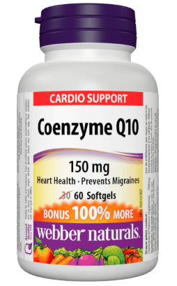 Webber Naturals Coenzyme Q10 - 150 mg | BONUS 30+30 Softgels