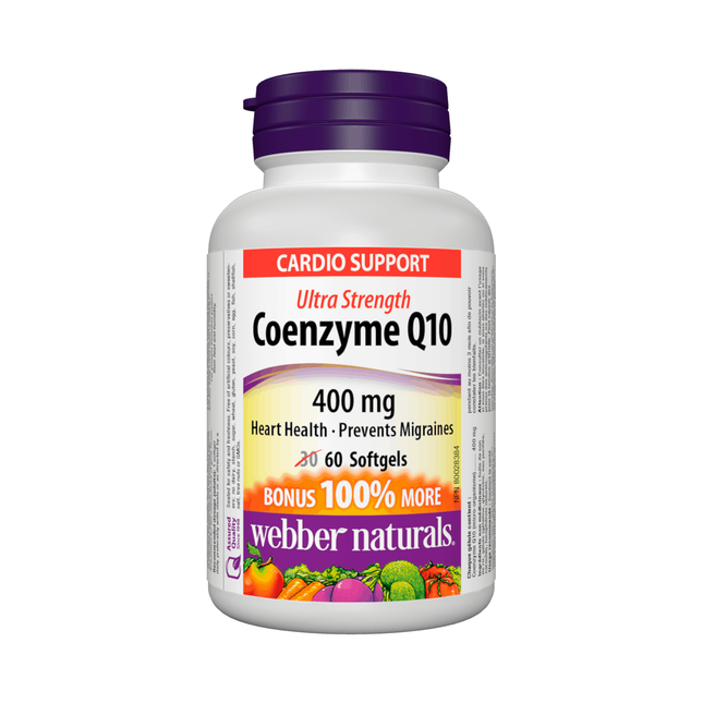 Webber Naturals - Ultra Strength Coenzyme Q10 400 mg | BONUS 30+30 Softgels