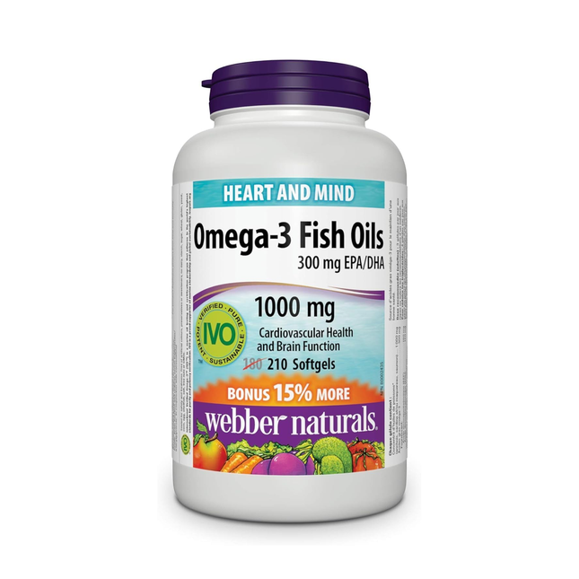 Webber Naturals - Omega-3 Fish Oils 300 mg EPA/DHA 1000 mg | 210 Soft Gels