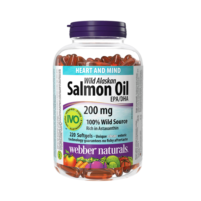 Webber Naturals - Huile de saumon sauvage d'Alaska 200 mg EPA/DHA 1000 mg | 120+60 gélules