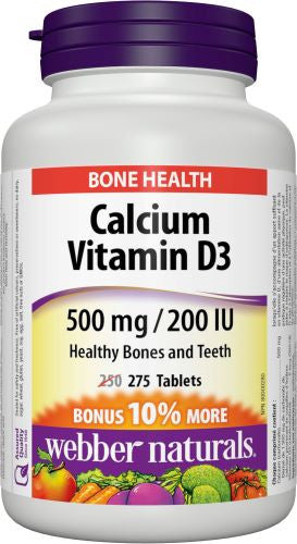 Webber Naturals - Calcium Vitamine D3 500 mg | 275 comprimés