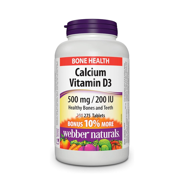 Webber Naturals - Calcium Vitamine D3 500 mg | 275 comprimés