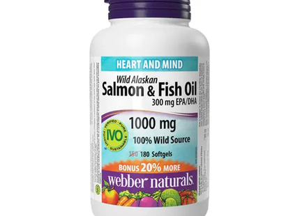 Webber Naturals - Wild Alaskan Salmon & Fish Oil 1000 mg | BONUS 150+30 Softgels