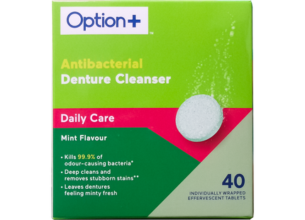 Option+ Antibacterial Denture Cleanser | 40 Tablets