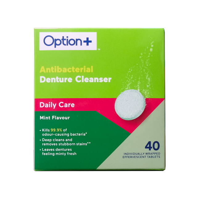 Option+ Antibacterial Denture Cleanser | 40 Tablets