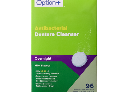 Option+ Antibacterial Denture Cleanser Overnight | 96 Tablets