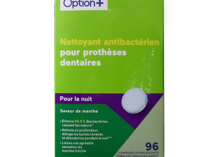 Option+ Antibacterial Denture Cleanser Overnight | 96 Tablets