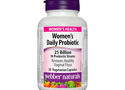 Webber Naturals - Probiotique quotidien pour femmes - 25 milliards - 10 souches de probiotiques | 30 gélules végétariennes