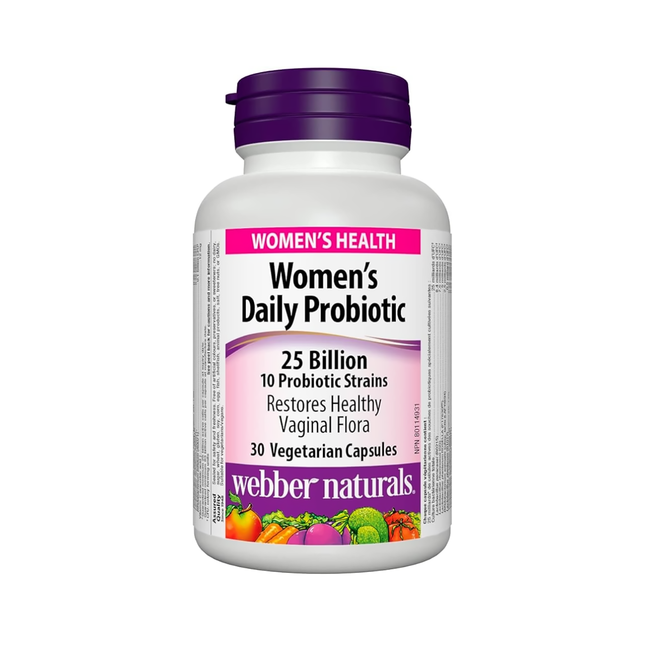 Webber Naturals - Probiotique quotidien pour femmes - 25 milliards - 10 souches de probiotiques | 30 gélules végétariennes
