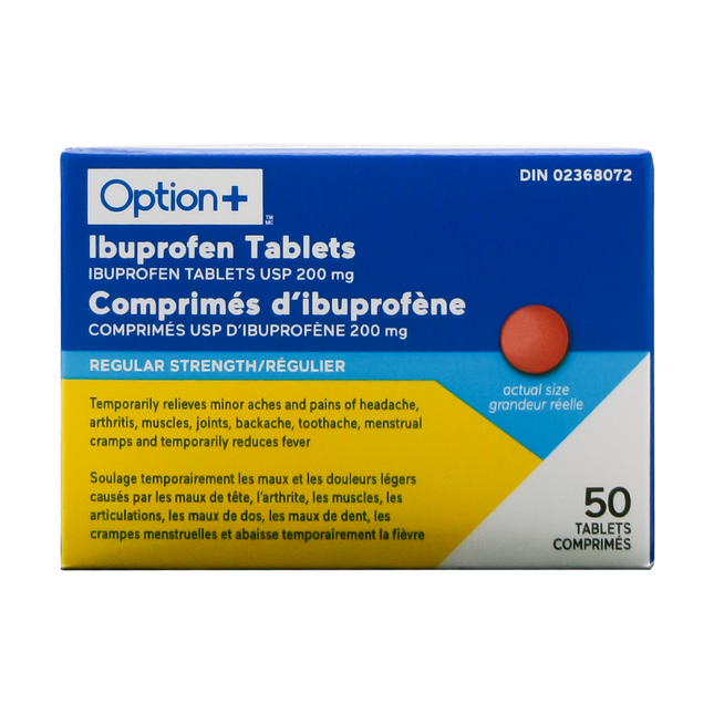 Option+ Ibuprofen 200 mg, Regular Strength | 50 Tablets