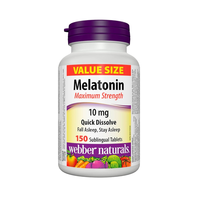 Webber Naturals - Melatonin Quick Dissolve 10 mg Maximum Strength | 150 Sublingual Tablets